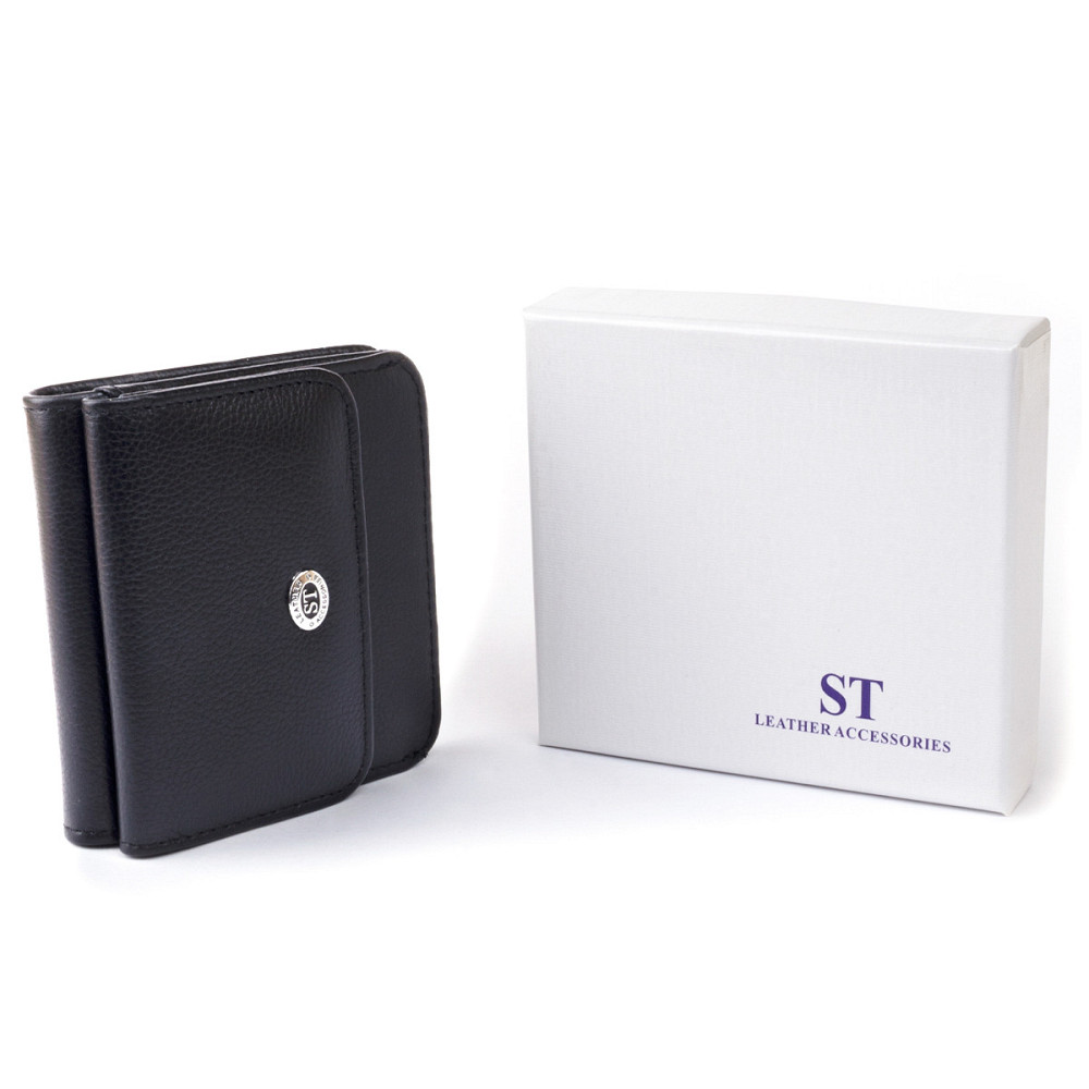 Маленький кошелек на кнопке женский Черный (ST Leather) Киев - изображение 10