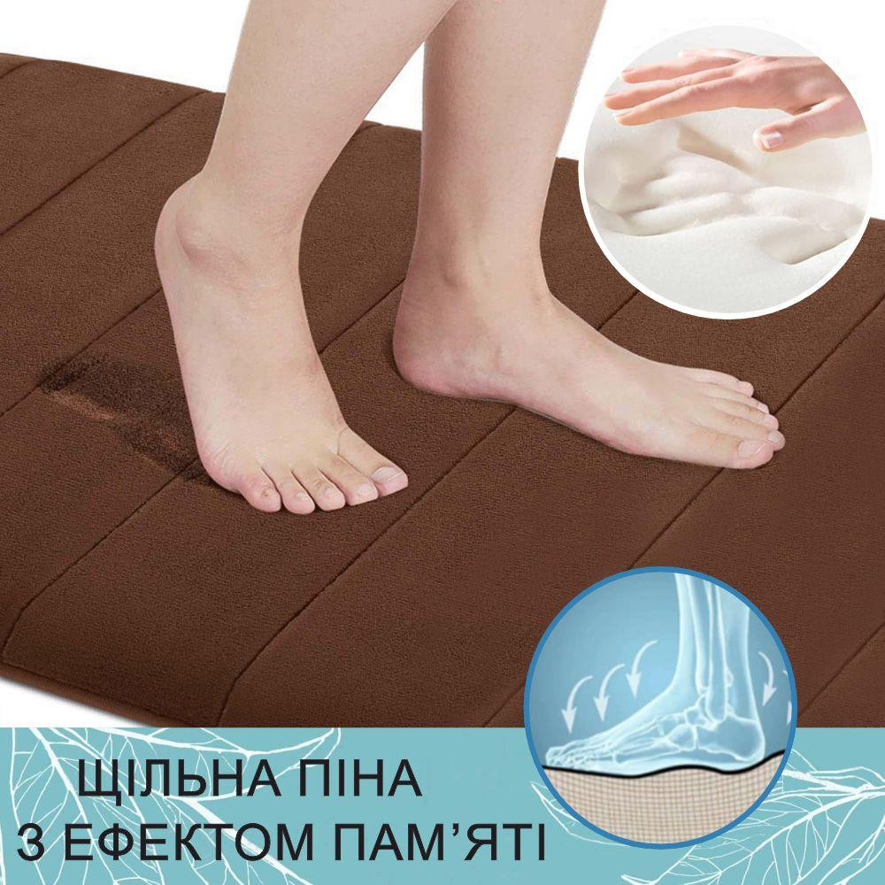 Набор 2 коврика для ванной Aquarius с эффектом памяти 50х80 см, 40х60 см  Коричневый в полоску Буча - изображение 11