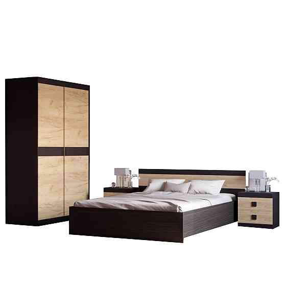 Спальня Соната Эверест Комплект 11 (модульная - 4 элемента) венге темный + дуб крафт золотой (DTM-2641) Днепр