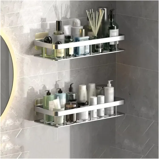 Металлическая полка для ванной самоклеющаяся Bathroom shelf до 10 кг GREY Коломыя