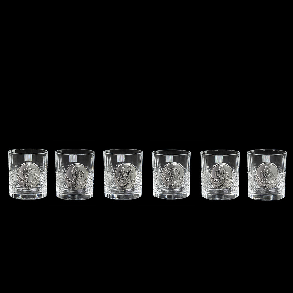 Набор бокалов для виски Козаки Boss Crystal (6 бокалов) хрусталь декорирован серебром Киев - изображение 2