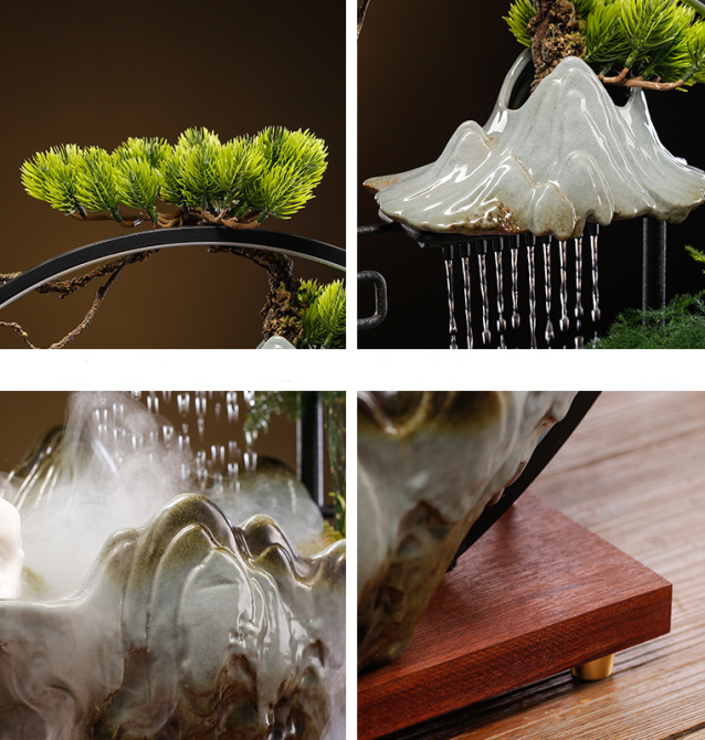 Декоратний інтер'єрний водоспад 38х35 см, фонтан, зволожувач повітря, світильник 5в1! ХМАРИНКА Кременчук - фото 4