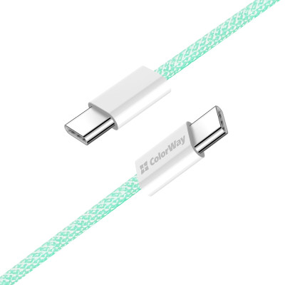 Дата кабель USB-C to USB-C 1.0m 60W 3.0А green ColorWay (CW-CBPDCC061-G) Винница - изображение 10