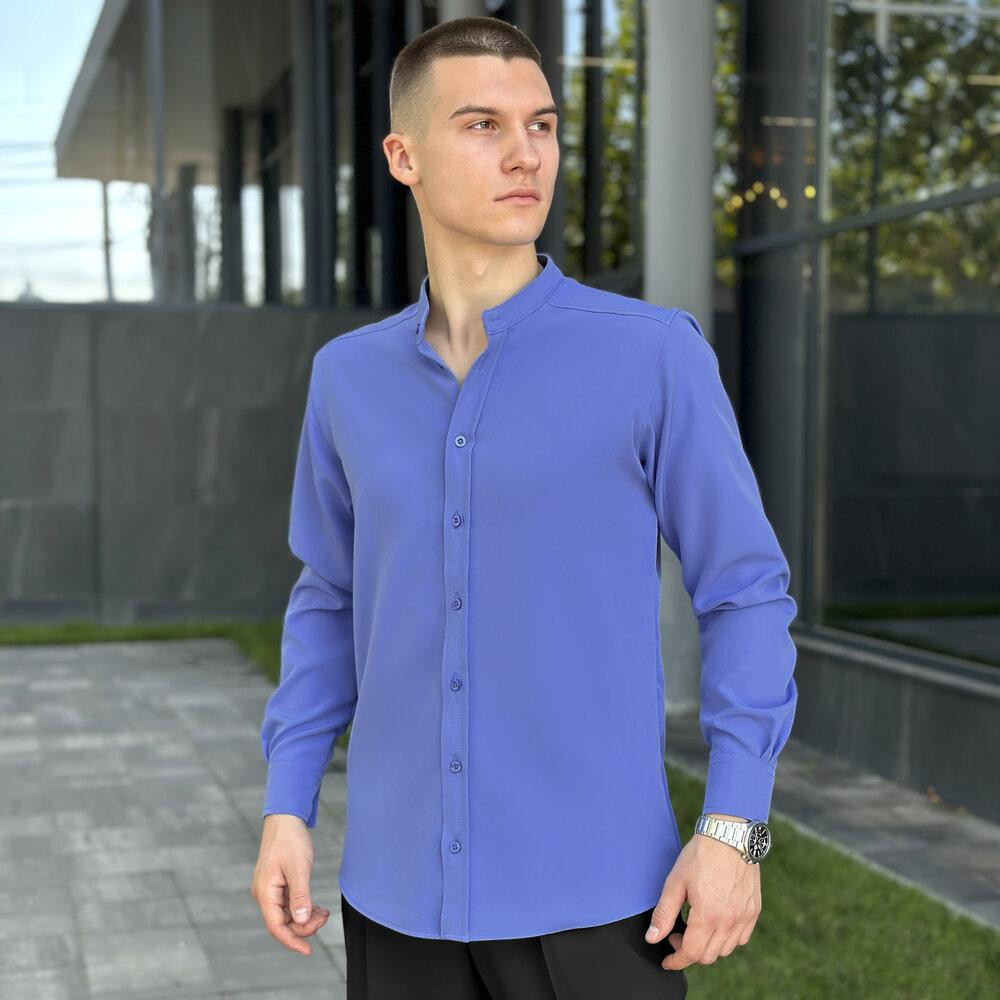 Блакитна сорочка для чоловіків з довгим рукавом з ґудзиками Pobedov Legend Київ - фото 1