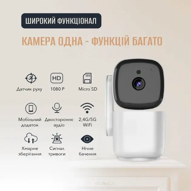 Умная WiFi IP камера для дома видеонаблюдения Noxon Smart Camera 360 охрана для вашего дома и квартиры без слепых зон с двухсторонней связью Коломыя - изображение 4