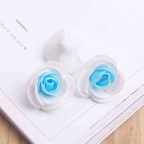 Головки квітів для рукоділля 50 штук 3 см біло-блакитний Київ