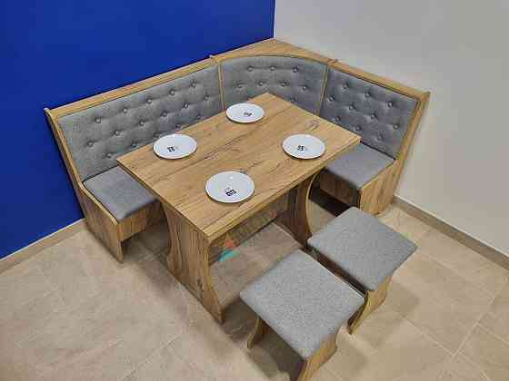 Семейный мягкий кухонный уголок 114 см х 154 см - Дуб Флагшток (уголок+стол+2 табурета) Львов