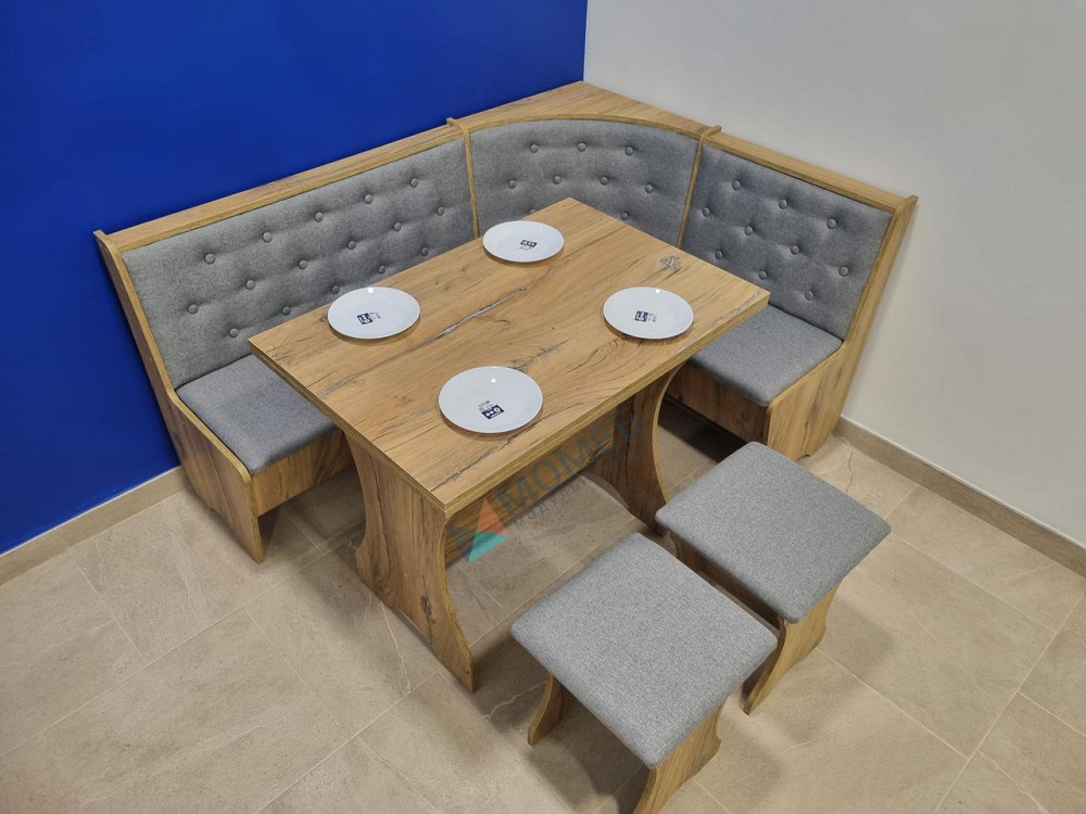 Семейный мягкий кухонный уголок 114 см х 154 см - Дуб Флагшток (уголок+стол+2 табурета) Львов - изображение 4