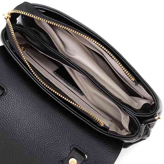 Люксова сумка для жінок з короткою ручкою з натуральної шкіри Чорна (Vintage) Київ