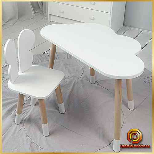 Детский столик и стульчик Столик с нишей для карандашей и разукрашек Стол тучка и стул детский белый бабочка Киев