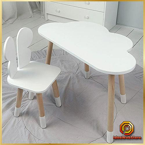 Детский столик и стульчик Столик с нишей для карандашей и разукрашек Стол тучка и стул детский белый бабочка Киев - изображение 1