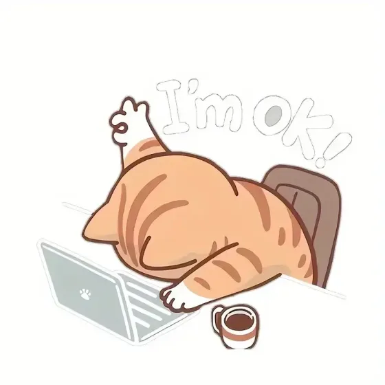 Виниловая наклейка «I’m OK Cat» — мультяшный кот для ноутбука, авто или стены Киев