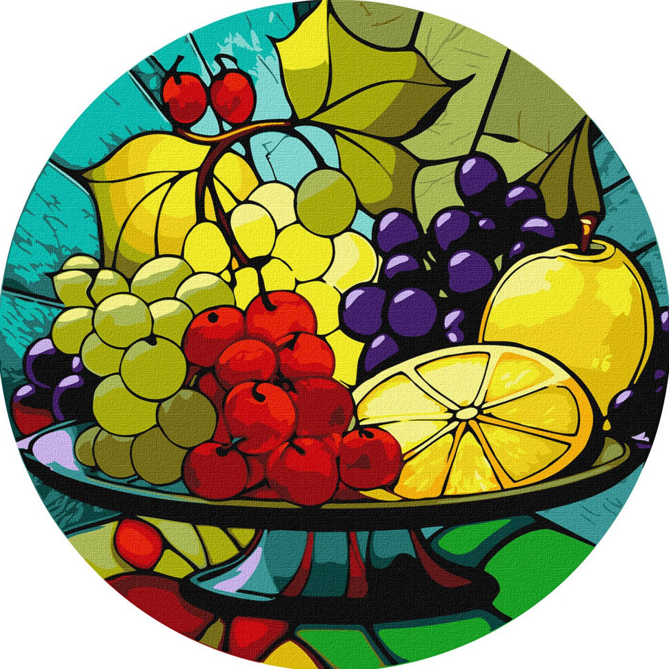 Картина за номерами "Фруктове асорті" ©art_selena_ua KHO-R1011 діаметр 29 см Ідейка Вінниця - фото 1