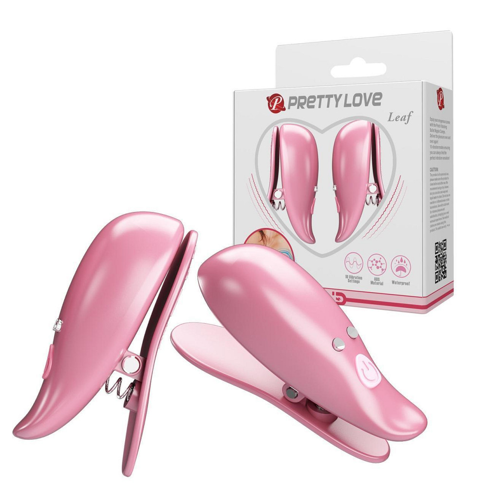 Вибростимуляторы-зажимы для сосков Pretty Love Leaf, розовые, 5.1 х 1.9 см Sex Aura Киев - изображение 1