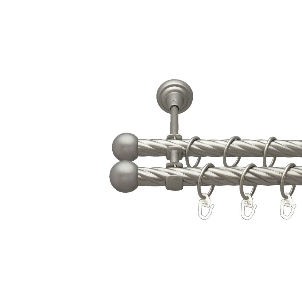 Карниз Orvit Куля Болонь металевий дворядний відкритий скручена труба кільце металеве Сатин 19\19 мм 240 см (00-00023212) Львів - фото 1