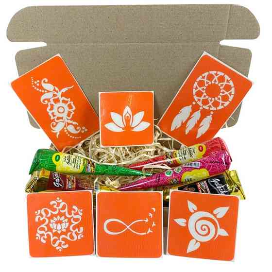 Набір кольорової хни з трафаретами для біо-тату №2 color-henna-set-02 Вінниця