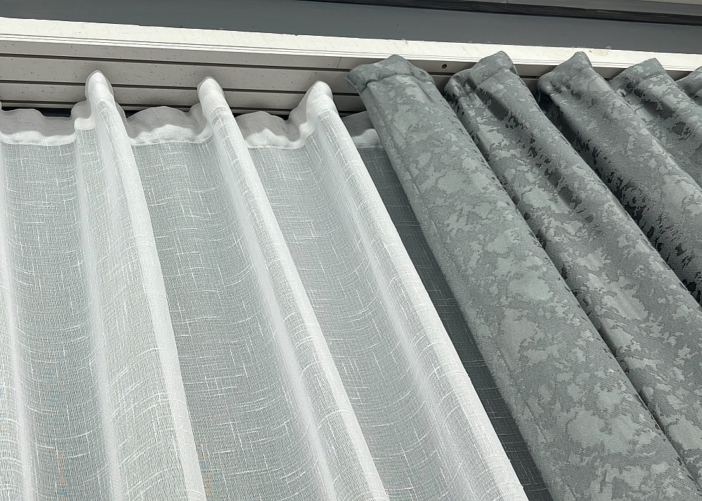 Комплект штор VR-Textil Льон Мармур 200х270 2шт і Тюль 600х270 1264ш-115т Сірий з білим 71-126/7 Київ - фото 7