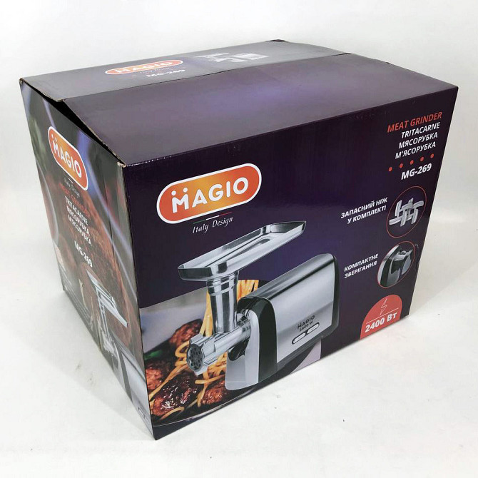 М'ясорубка-соковижималка Magio MG-269 2400 W, М'ясорубки для ресторанів, Бытовая мясорубка WL-387 с насадками Київ - фото 2