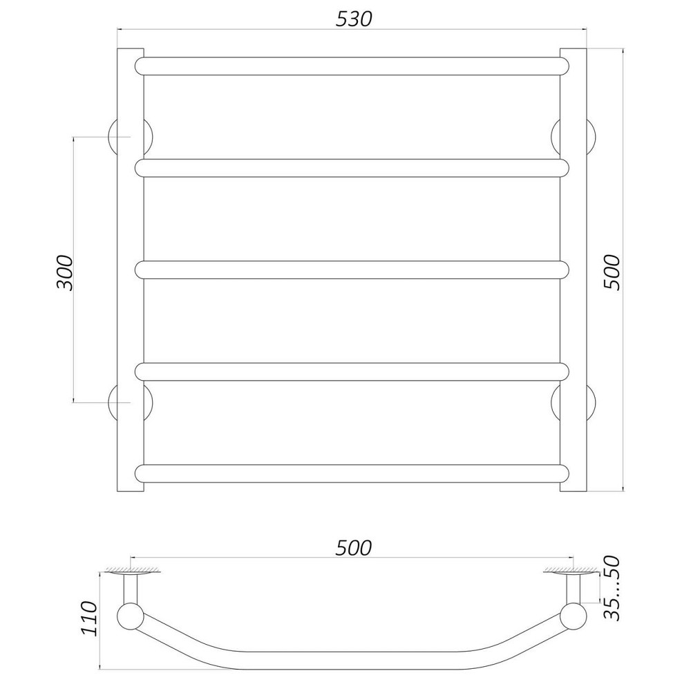 Сушарка для рушників UNIO LT W 500-500-5 Драбинка Трапеція вода Київ - фото 4