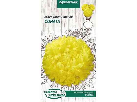 Астра піоновидна Соната ОД (жовтий) 0,25г (10 пачок) ТМ НАСІННЯ УКРАЇНИ Київ