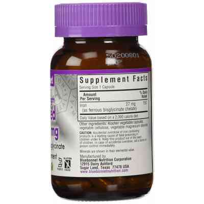 Минералы Bluebonnet Nutrition Супер Сильное Хелатное Железо, Albion, 90 гелевых капсул (BLB-00670) Винница