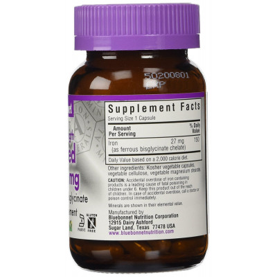 Минералы Bluebonnet Nutrition Супер Сильное Хелатное Железо, Albion, 90 гелевых капсул (BLB-00670) Винница - изображение 2