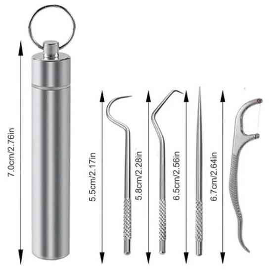 Набор инструментов для чистки зубов 7 шт + футляр металл Днепр