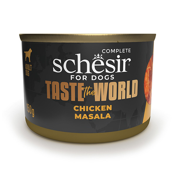 Schesir Taste the World Chicken Masala ШЕЗИР МАСАЛА С КУРИЦЕЙ в бульоне натуральные консервы для собак, влажный корм, банка 150г Киев - изображение 1