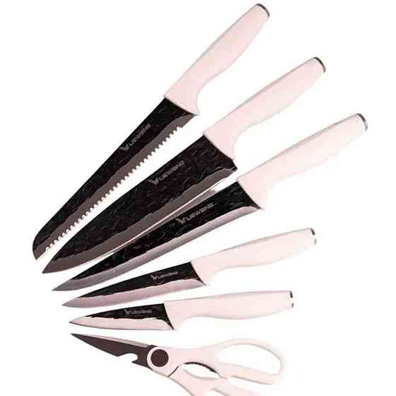 Кухонные ножи с подставкой, 6 предметов, белые Киев