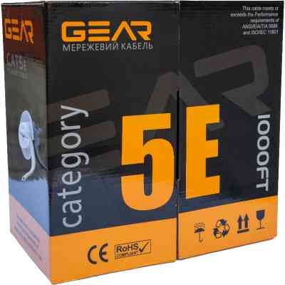 Кабель сетевой GEAR FTP 305м, cat.5e, CCA(25%), 4*2*0,51, PVC, indoor, blue (GEC-FTPCCA25051305) Винница