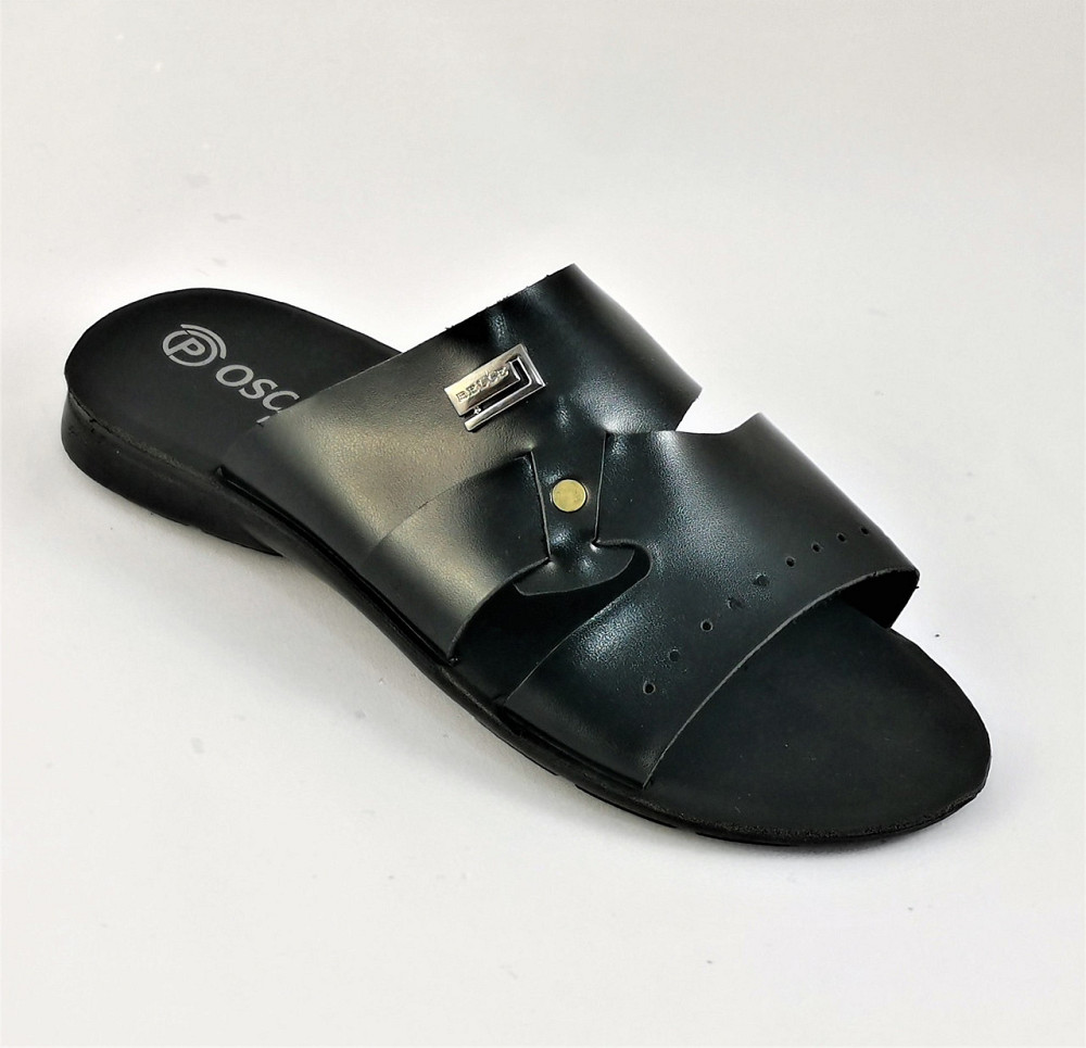 Мужские Шлёпанцы Тапочки Сланцы Чёрные Кожаные (размеры: 41,42,43,44,45) Днепр - изображение 4