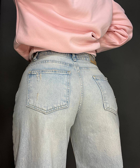 Джинсы женские I8 52406 широкие Baggy бананы с поясом веревкой голубые, голубой, 30, 30, 82 см, 119 см Киев - изображение 9