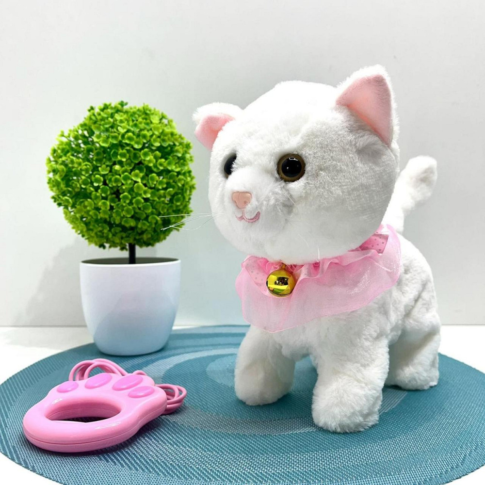 Кошеня інтерактивне на д/в ходить нявкає виляє хвостиком повідець-пульт Білий (933-132E ) Чернігів - фото 1