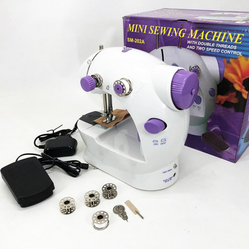 Міні швейна машинка з оверлоком, Машинка швейна побутова дитяча пластик ручне керування SY-24 Львів - фото 2