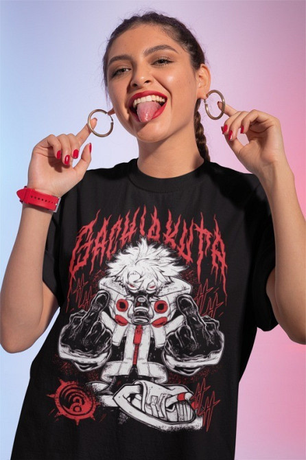 Футболка для хлопчика з аніме принтом Гакхіакута Томе Хоррор Манга оверсайз (зріст від 165 до 180) Чорний AnimeJ0042m Дніпро - фото 1