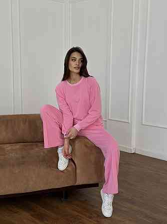 Женский спортивный костюм с широкими штанами Розовый XL/XXL Харьков