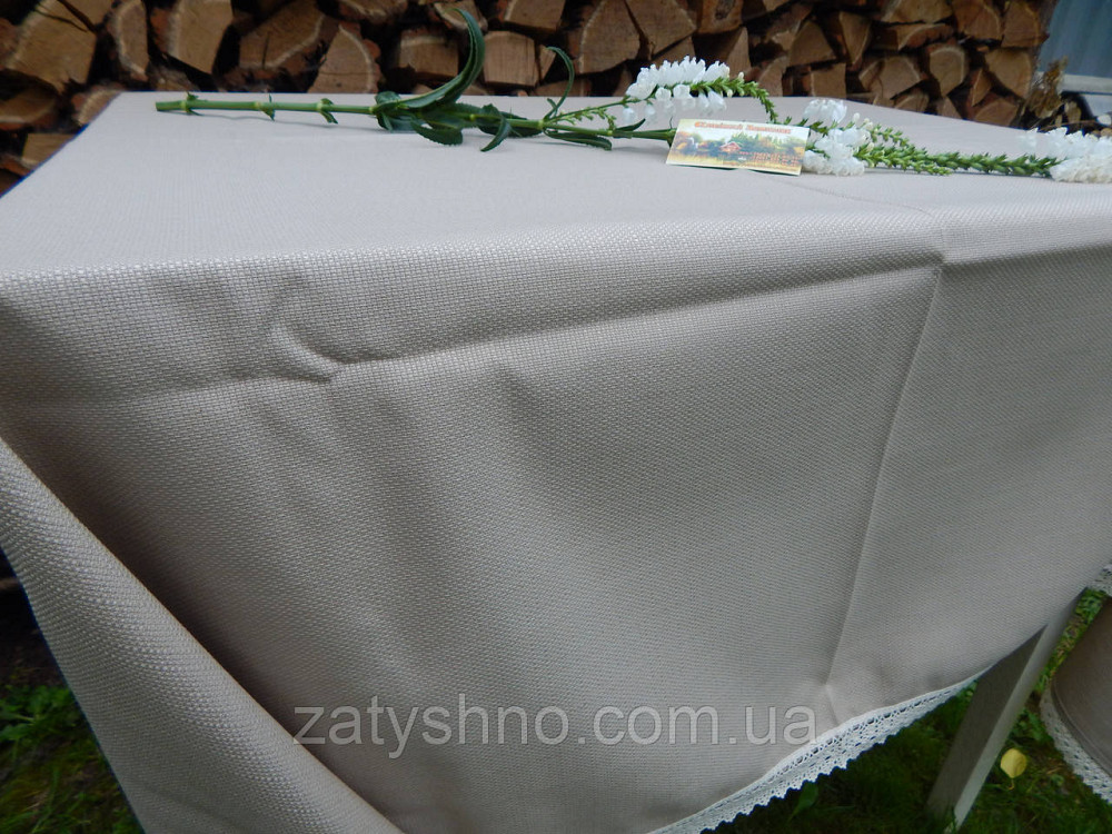 Серая скатерть с ажуром на большой стол Киев - изображение 2