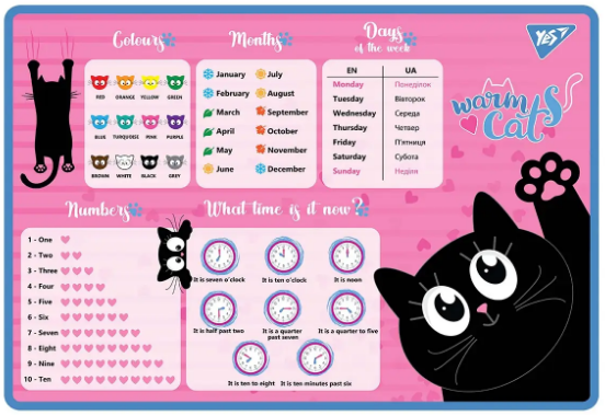 Підкладка настільна А3 "Yes" Meow англійська, 491655, шт Київ