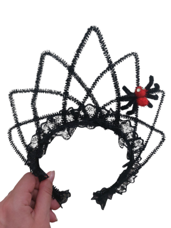 Обруч на Хэллоуин Паук и корона one size черный Киев