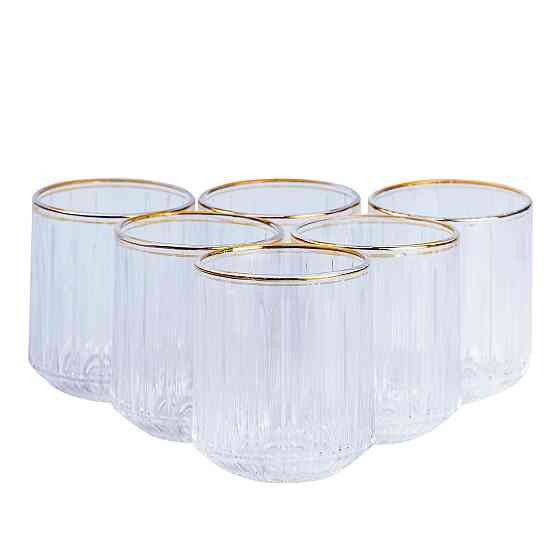 Набір прозорих склянок з золотим обідком, 6 шт. Київ