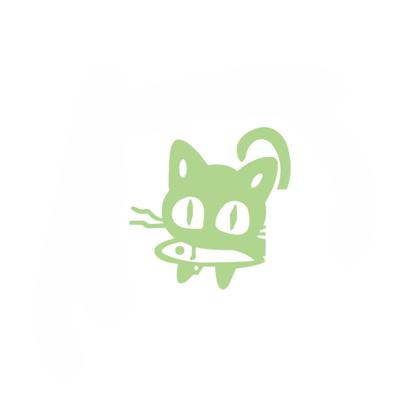 Люминесцентная наклейка Кот с рыбой 10 на 10 см салатовый Киев - изображение 3