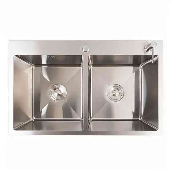 VALESO Кухонна мийка нержавійка CM 78*48 VALESO Handmade на дві чаші (круглий сифон, 3.0/0.8) Коломыя