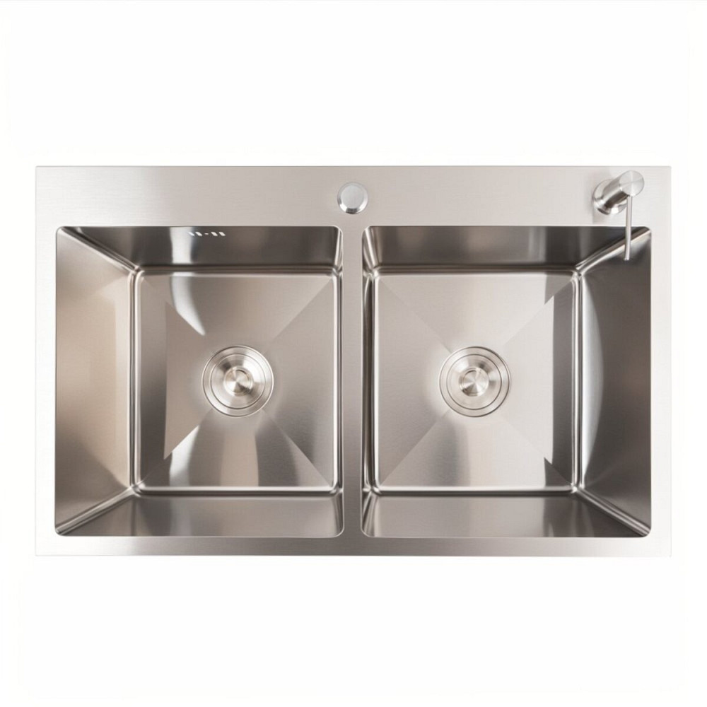 VALESO Кухонна мийка нержавійка CM 78*48 VALESO Handmade на дві чаші (круглий сифон, 3.0/0.8) Коломия - фото 1