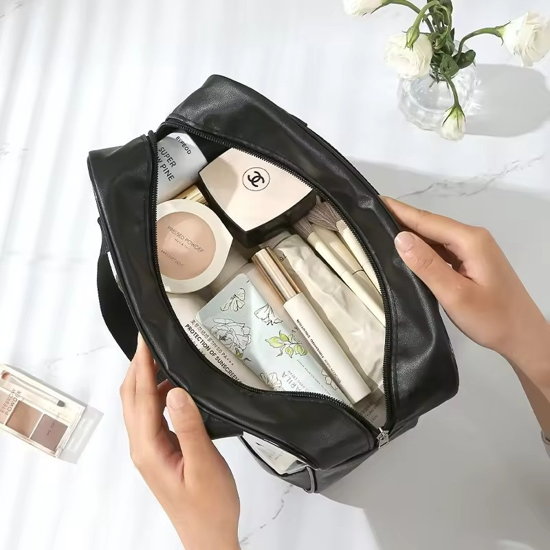 Косметичка органайзер женская, для ванной комнаты водонепроницаемая, черная Каменец-Подольский - изображение 3