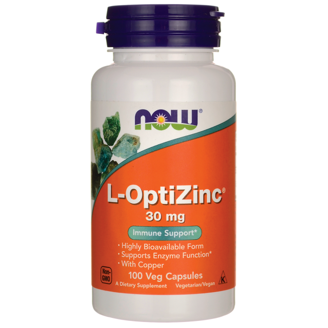 ОптиЦинк, L-OptiZinc, Now Foods, 30 мг, 100 вегетарианских капсул Луцьк - фото 1