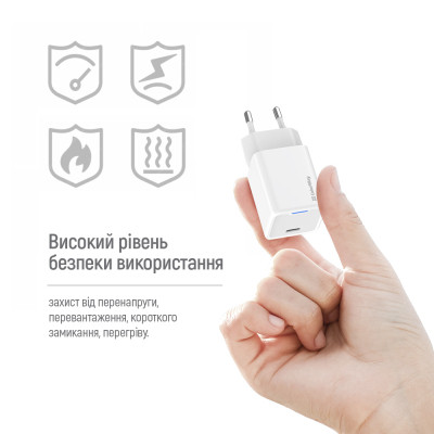 Зарядний пристрій ColorWay GaN Mini 65W PD Port PPS USB-C white (CW-CHS049PD-WT) Вінниця - фото 7