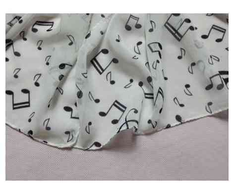 Женский белый шарф с нотами с дефектом (есть зеленые пятнышка) - размер шарфа приблизительно 150*47см Киев