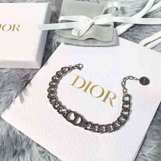 Діор браслет ланцюг сріблення│Брендовий браслет Діор/Dior покриття срібло 925 Одеса