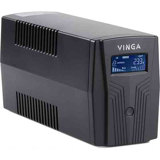 Джерело безперебійного живлення Vinga VPC-800P 800ВА / 480 Вт з LCD-дисплеєм у пластиковому корпусі Киев
