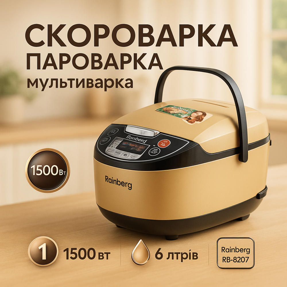 Мультиварка с режимом приготовления Rainberg, Многофункциональная мультиварка для дома FE-21 Львов - изображение 20